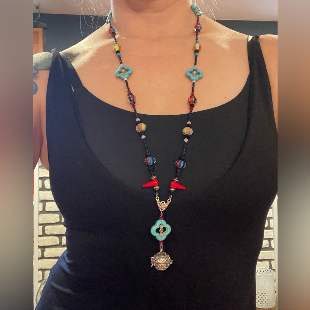 Handmade Swarovski embellished glass beaded necklace